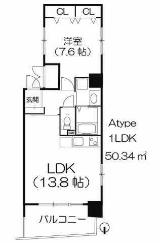 アルデールヒル内久宝寺 1LDK 50.34㎡