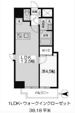 ノーブルコート堺筋本町 1LDK+WCL 38.18㎡