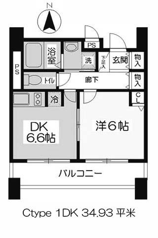 ヴィルヌーブ南森町 1DK 34.93㎡