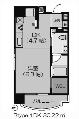 ROJI01 Btype 1DK+WIC 30.22㎡