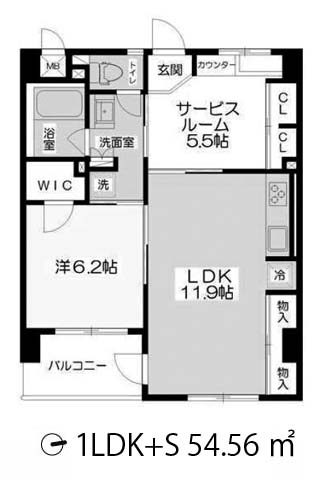 シティエール東梅田Ⅰ 1LDK+WCL 54.56㎡