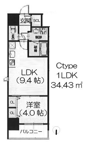 セイル淀屋橋 1LDK 33.77㎡