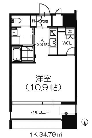 オ・ミルズ京町堀 1K+ウォークインクローゼット 34.79㎡