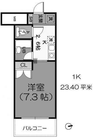 アーバンシティ上本町 1K 23.4㎡