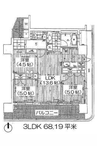 リーガルタワー船場 3LDK 68.19㎡