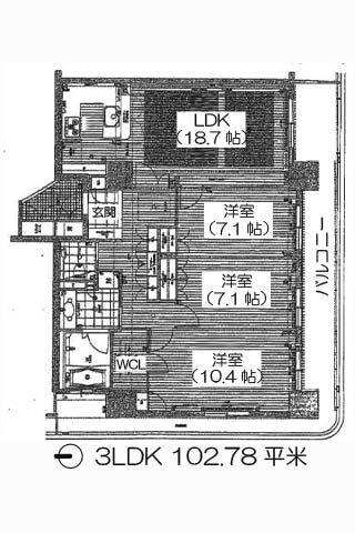 リーガルタワー船場 3LDK 102.78㎡