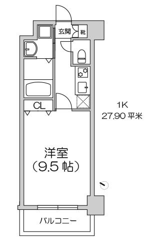 プレジオ中之島 1K 27.90㎡