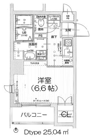 エイペックス京町堀 Dtype 1K 25.04㎡
