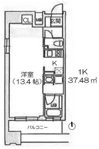 ルクレ立売堀 1K 37.48㎡