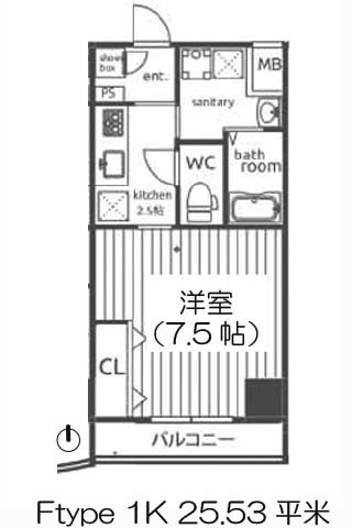 パークヒルズ上本町壱番館 1K 25.53㎡
