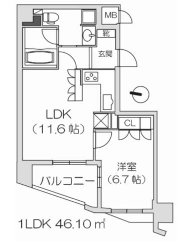 リーガル靭公園北 1LDK 46.10㎡