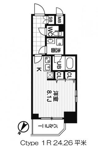 アーデン京町堀ウエスト Ctype 1R 24.26㎡