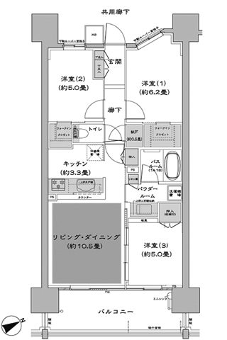 ザ・天王寺レジデンスガーデン&ビスタ 3LDK+ウォークインクローゼット 67.43㎡