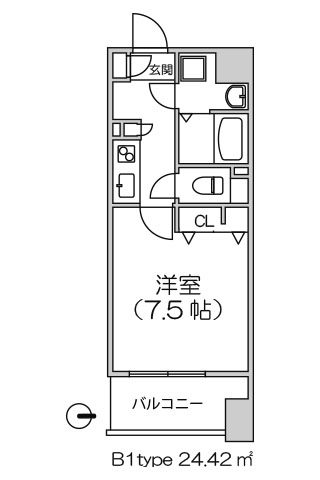 アーバネックス谷町 1K 24.42㎡
