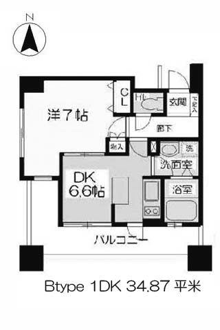 ヴィルヌーブ南森町 1DK 34.87平米