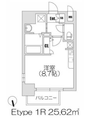 エスリード北浜EAST 1R 25.62㎡