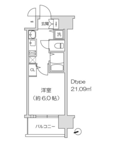 プレサンス上町台東平 1K 21.09㎡