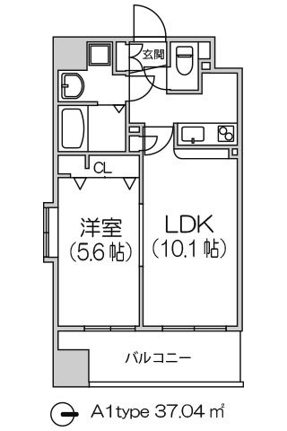 アーバネックス谷町 Atype 1LDK 37.04㎡
