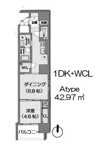 ネットフローラ立売堀 1DK+ウォークインクローゼット 42.97㎡