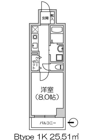 アスティオン大手通 1K 25.51㎡