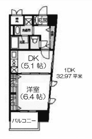 レジディア靭公園 1DK 32.97㎡