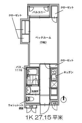 マジェスティ天満橋 1K 27.15㎡
