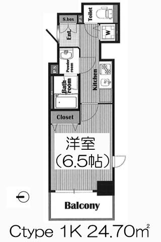 アジリア天満橋 1K 24.70㎡
