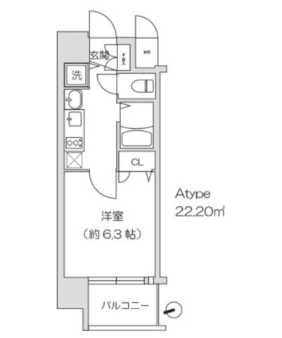 プレサンス上町台東平 1K 22.20㎡