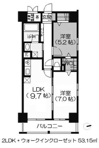 アネスト北堀江 2LDK+ウォークインクローゼット 53.15㎡