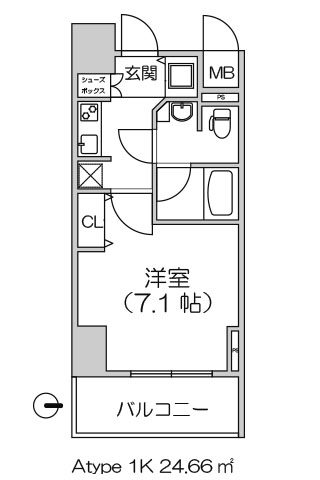 エスライズ御堂筋本町 Atype 1K 24.66㎡