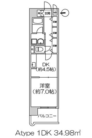 ベルビュー7番館 1DK 34.98㎡