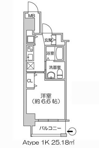 アクアプレイス北浜 1K 25.18㎡