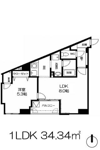 キャピトル靱本町 1LDK 34.34㎡