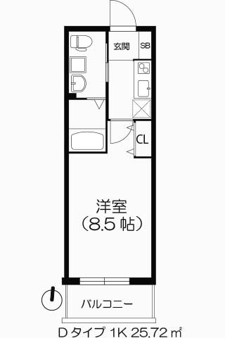 エスライズ四ツ橋 Dtype 1K 25.72㎡