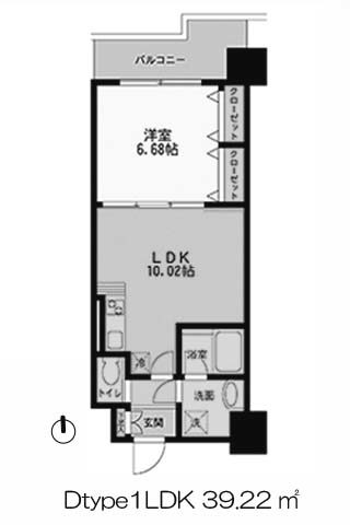 グランシス天満橋 Dtype 1LDK 39.22㎡