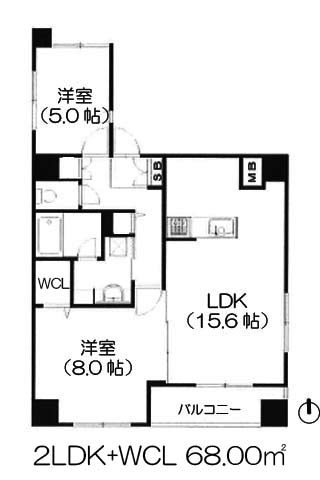 エルブ南船場 2LDK+ウォークインクローゼット 68.00㎡