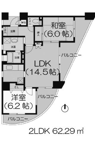 VIVO松ケ鼻(ヴィーボ松ヶ鼻)Ctype 2LDK 62.29㎡