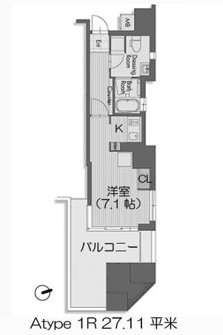 エスキュート西天満 Atype 1R 27.11㎡