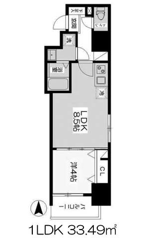 ノーブルコート堺筋本町 1LDK 33.49㎡