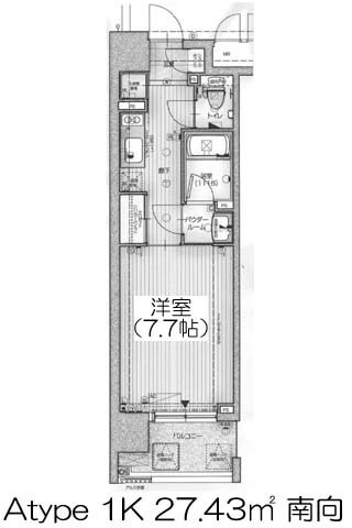 アスヴェルタワー大阪城WEST Atype 1K 27.43㎡