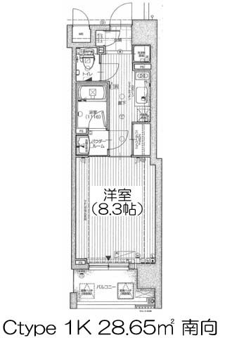 アスヴェルタワー大阪城WEST Ctype 1K 28.65㎡