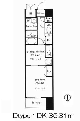 パークキューブ北浜 Dtype 1DK 35.31㎡