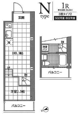 ミッドスクエア難波 1R 26.09㎡
