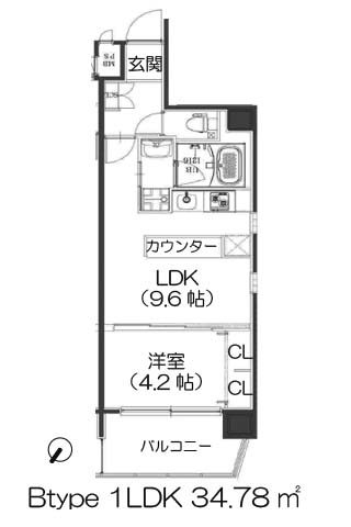 B-PROUD江戸堀（ビープラウド江戸堀） 1LDK 34.78㎡