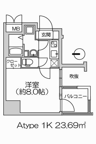 アドバンス上町台グレイス 1K 23.69㎡