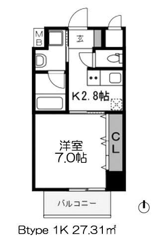フォーゼ安堂寺 1K 27.31㎡