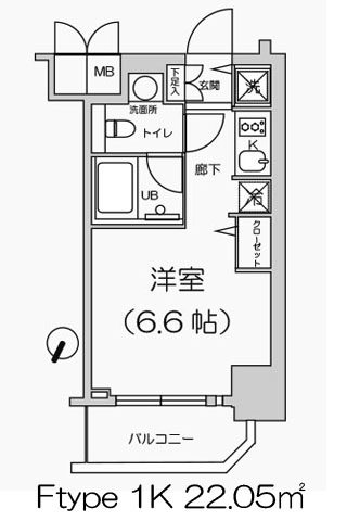 リーガル京町堀Ⅱ 1K 22.05㎡