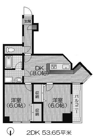 パレーシャル34 2DK 53.65㎡