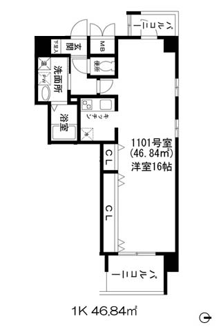 エス・キュート平野町 1K 46.84㎡