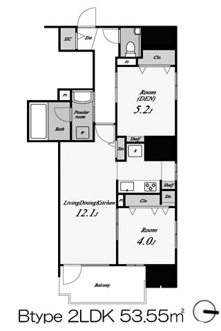ジャスパ御堂筋本町 2LDK 53.55㎡